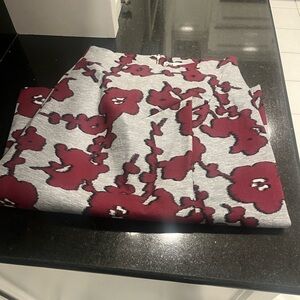 Zara Gray & Burgundy Floral Pencil Skirt